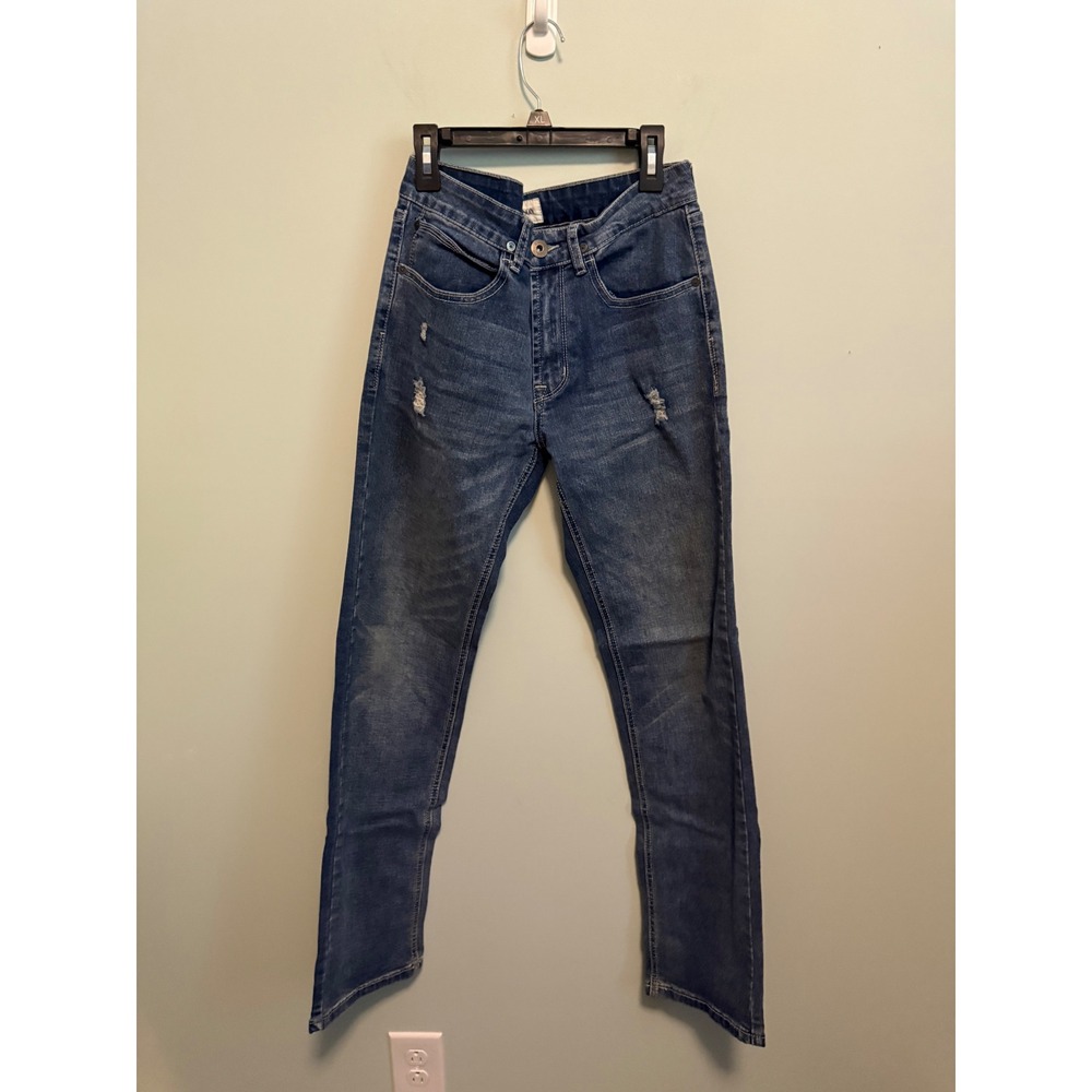 Hudson Mens Slim Straight Distressed Medium Wash Denim Jeans Blue Size 31x31